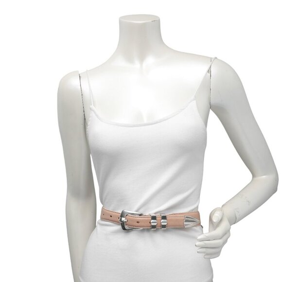 Bench Craft Leather Belt Beige Silver Buckle Double Loop Metal Pointed Tip 38 - Picture 3 of 10